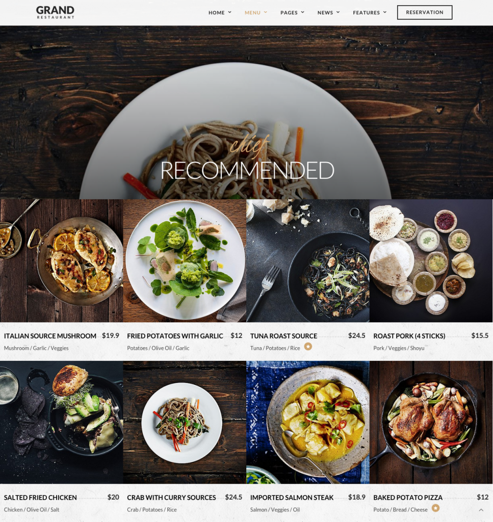 Our Menu Mixed   Grand Restaurant   Restaurant Theme